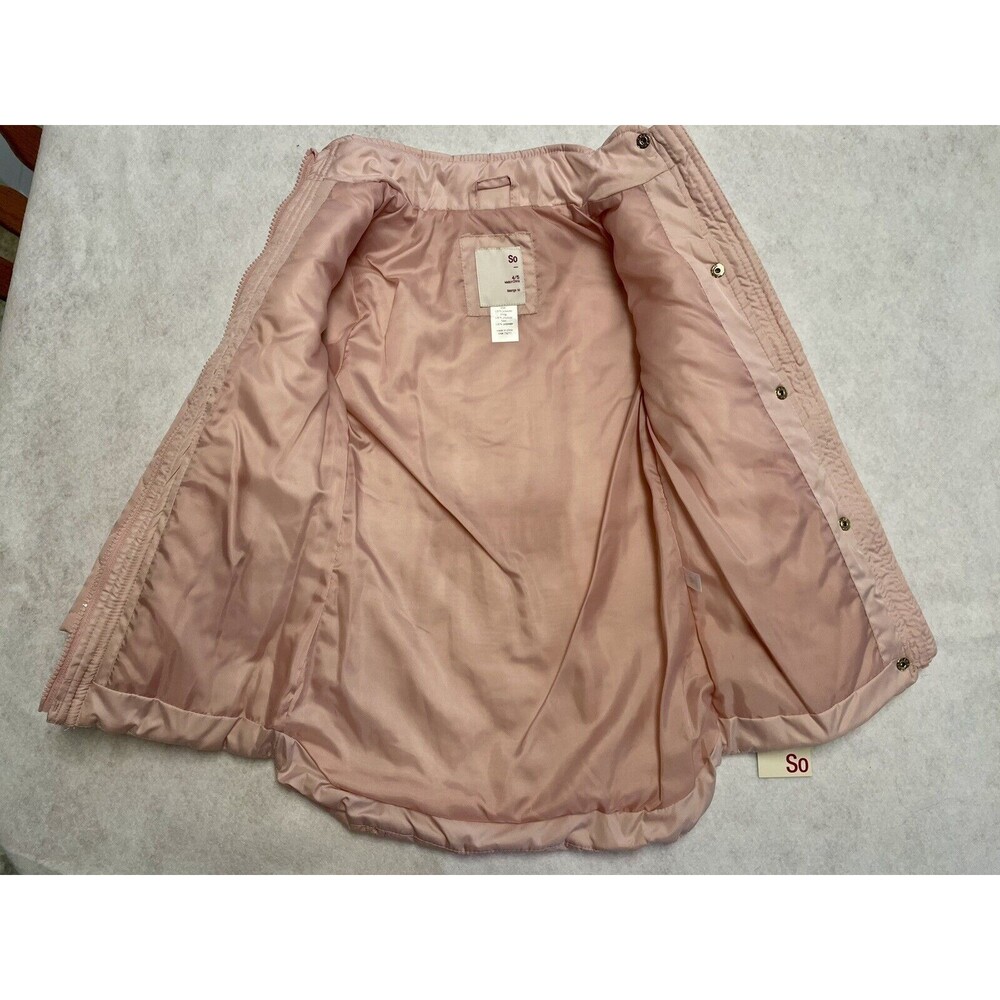 SO Quilted Barn Jacket/Coat Sz Girls 14/16 Pink Lightweight pockets snap zipper - Picture 4 of 14